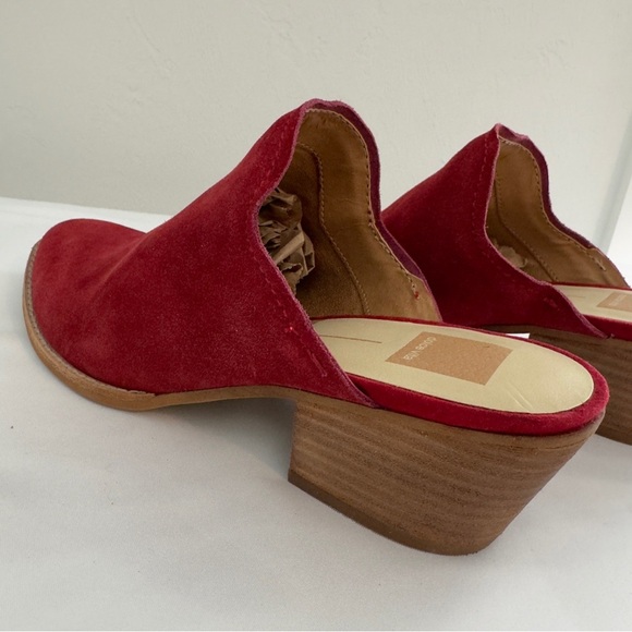 Dolce Vita Shanny Red Suede Leather Open Back Booties Sz 9 - Picture 11 of 12
